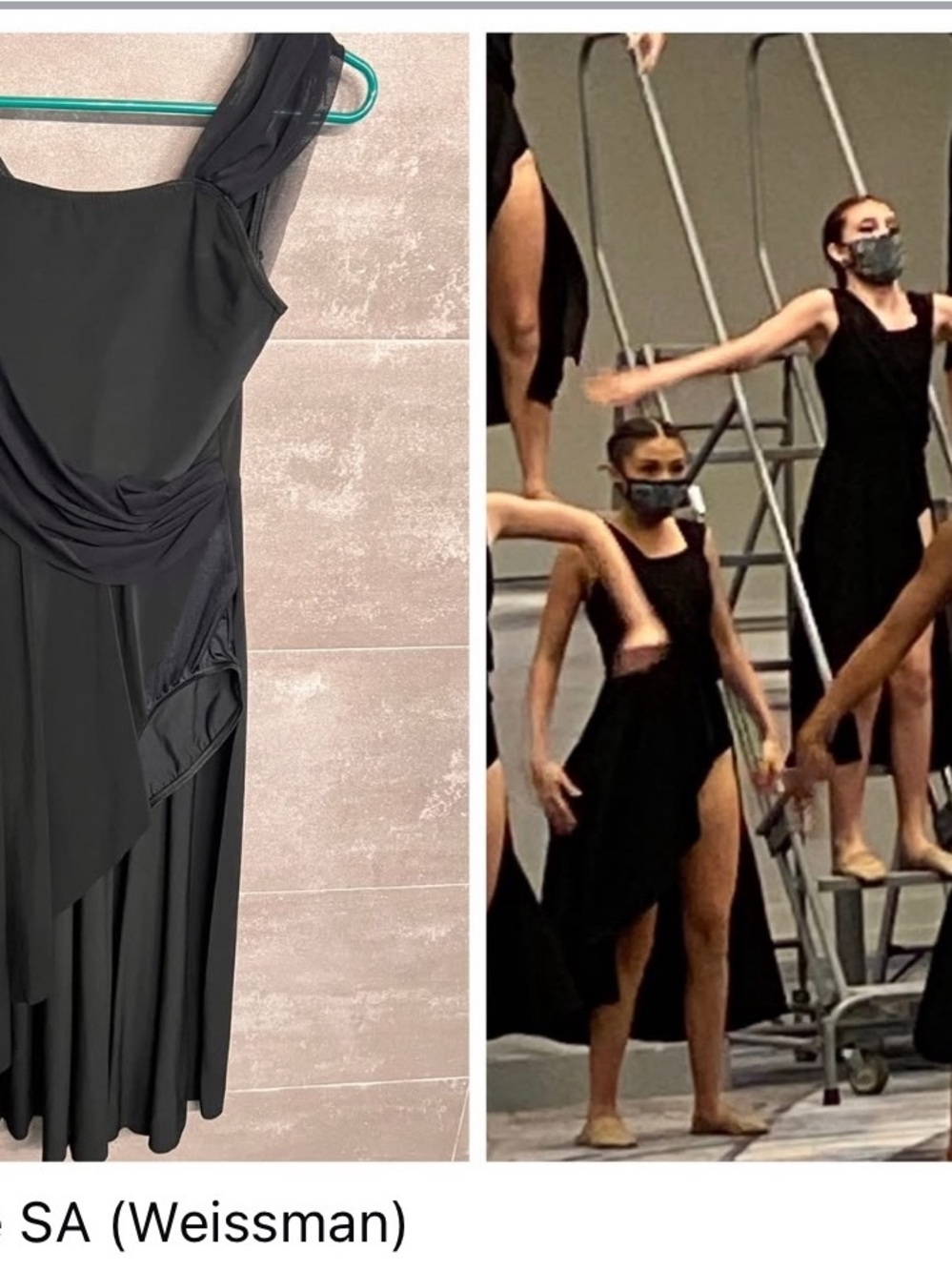 Weissman Black Dance Dress with Draped Overlay - Picture 4 of 4